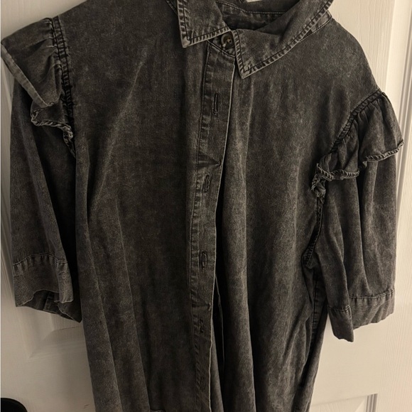Who What Wear Tops - Who What Wear Black Washed Button-Up Shirt